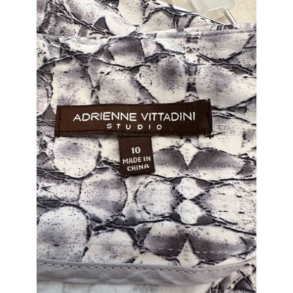 Adrienne Vittadini Women Straight Pencil Skirt Reptile Pattern Gray White Sz 10 - Picture 3 of 3